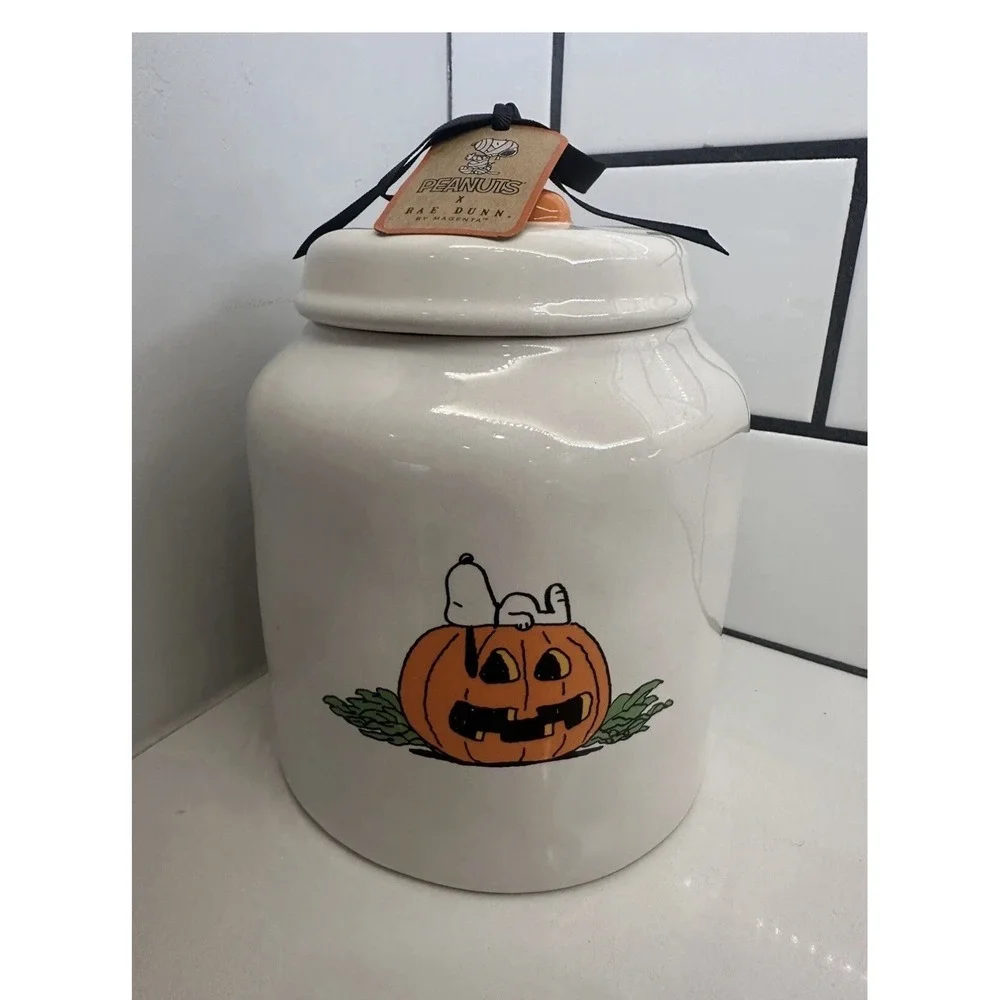 Rae Dunn Peanuts Snoopy Halloween Canister Cookie Jar, THE GREAT PUMPKIN, NEW